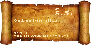 Rockenstein Albert névjegykártya