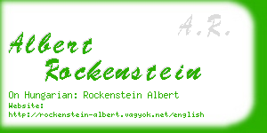 albert rockenstein business card